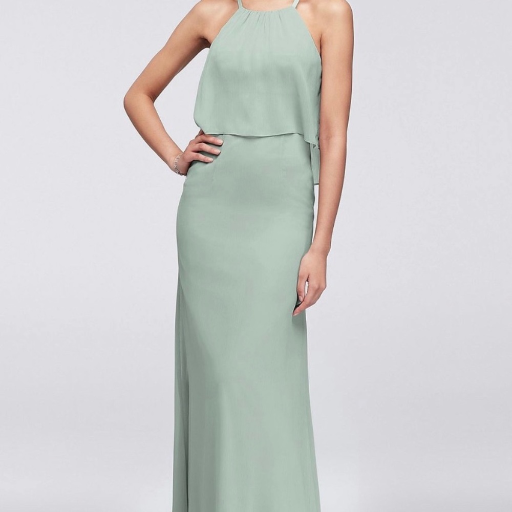David’s Bridal Sage Green Bridesmaids Dress